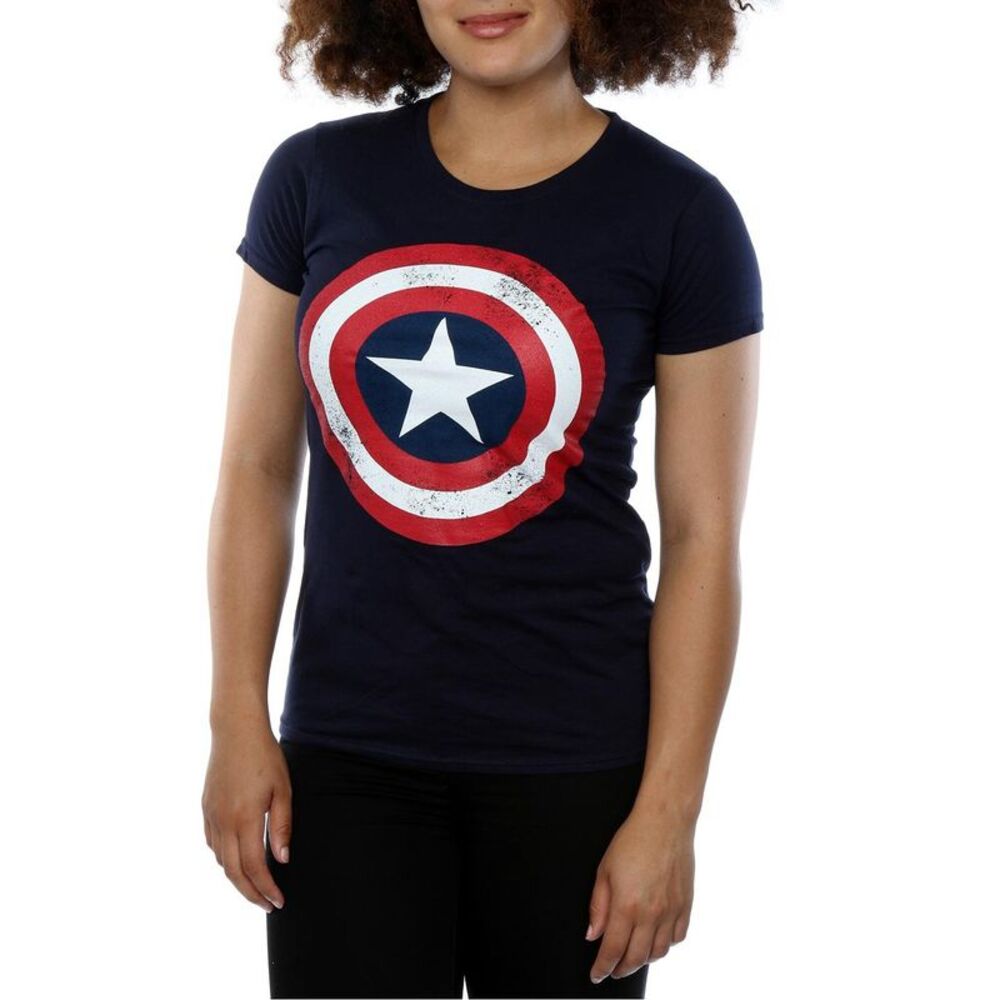 Captain America Womens/Ladies Shield T-Shirt / Navy Blue